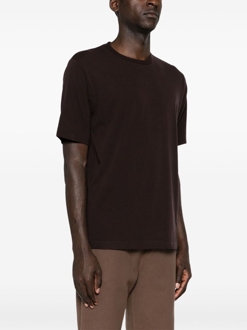 Brown Crew Neck Wool T-shirt