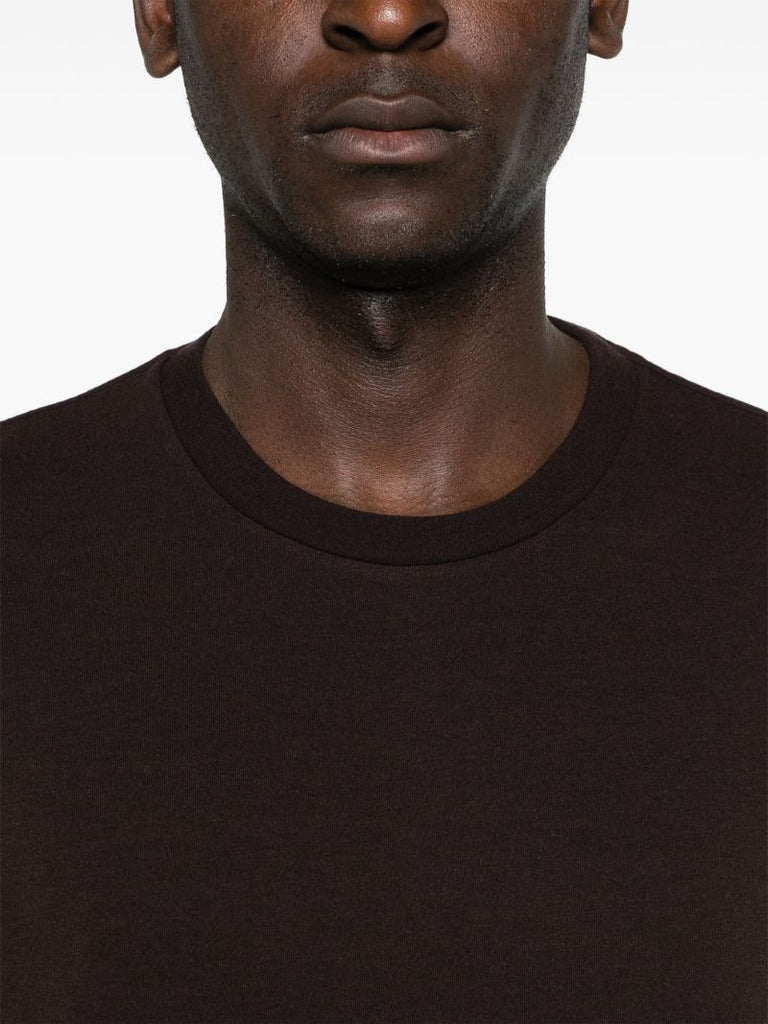 Brown Crew Neck Wool T-shirt