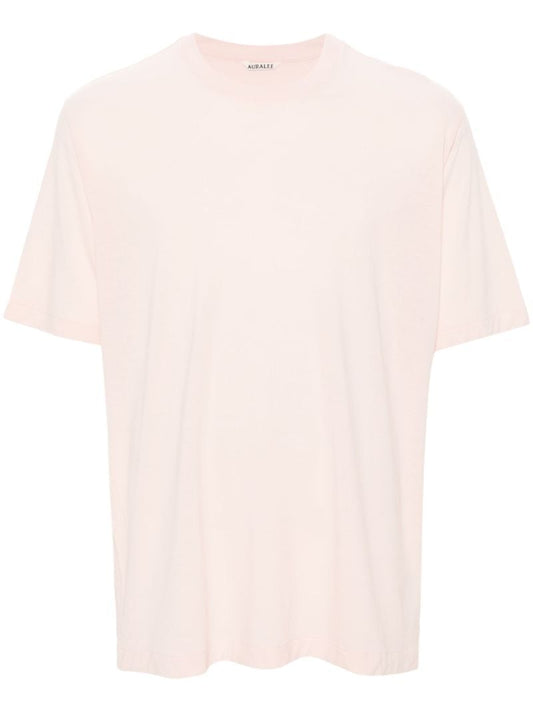Pink Crew Neck Wool T-shirt