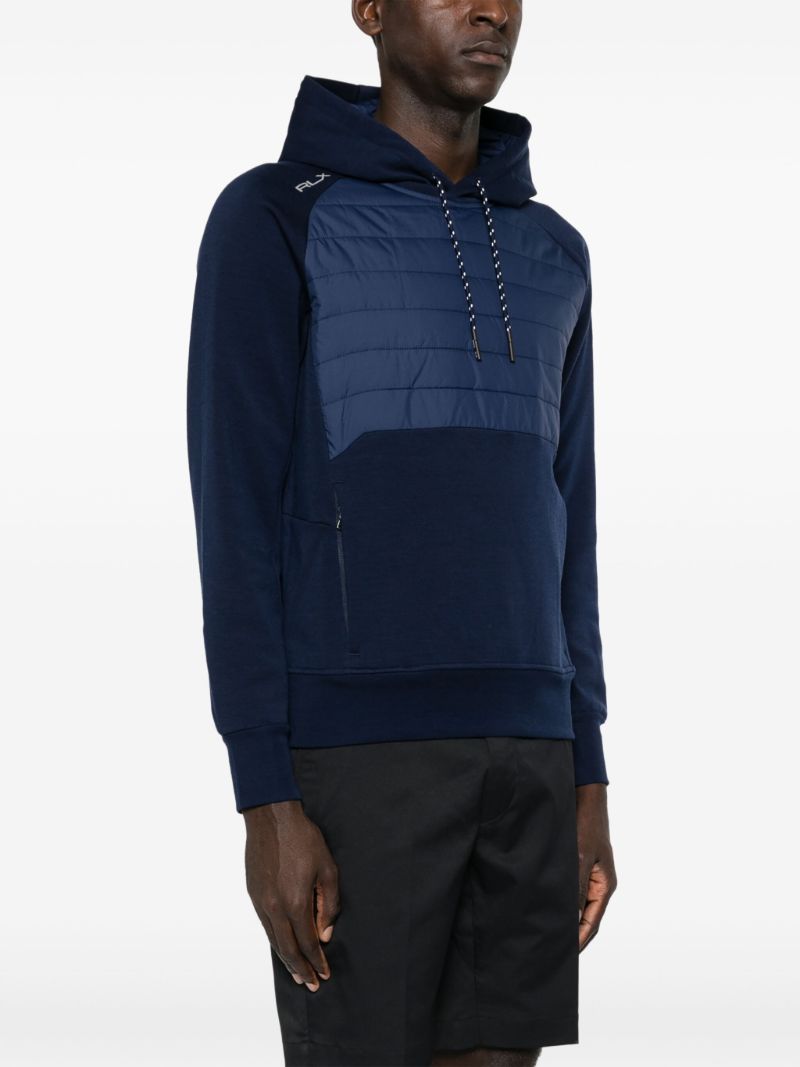 Blue Hybric Panelled Hoodie