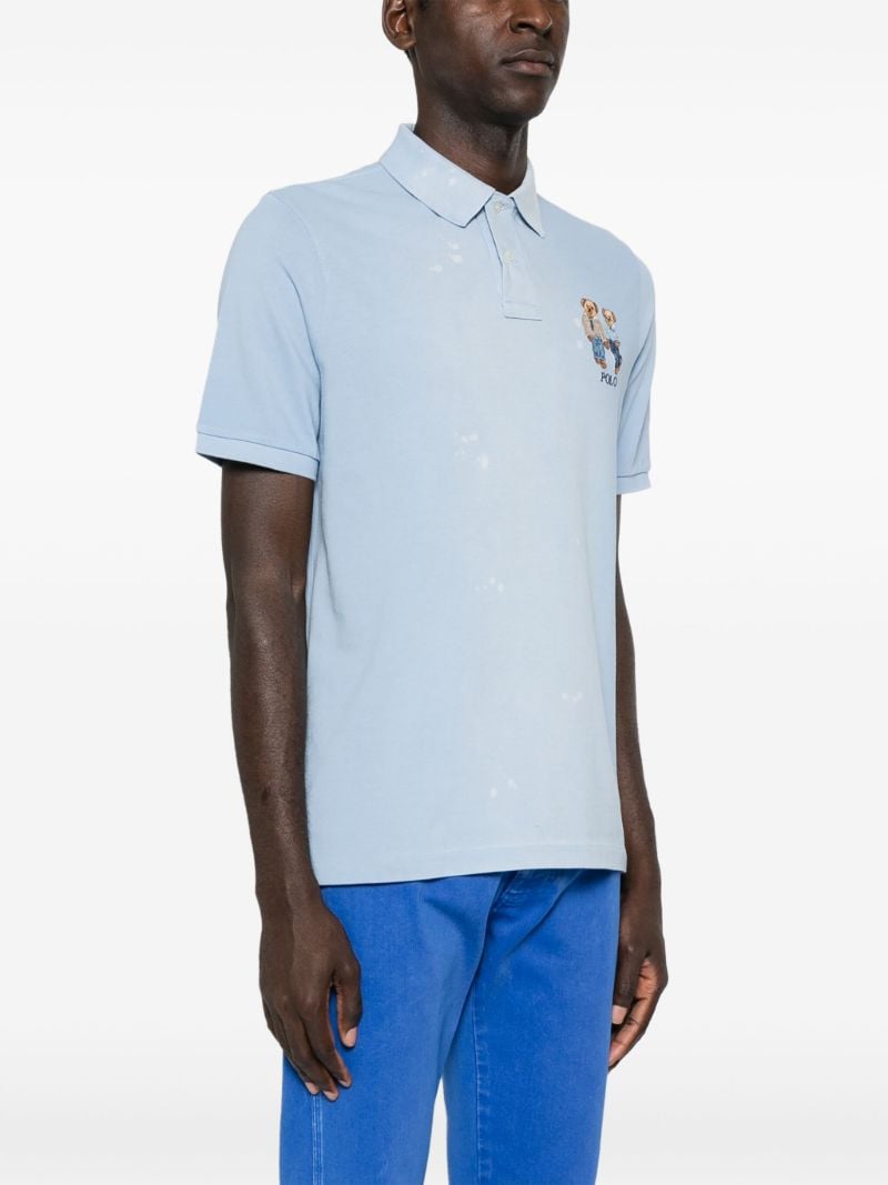 Blue Polo Bear-embroidery Polo Shirt