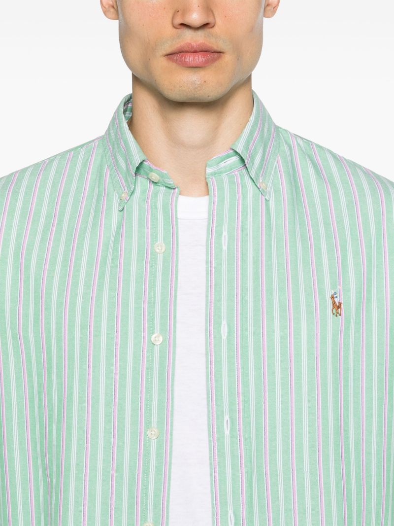 Green and Pink Striped Cotton Shirt