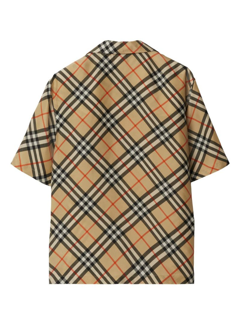 Beige Check-print Cotton Shirt