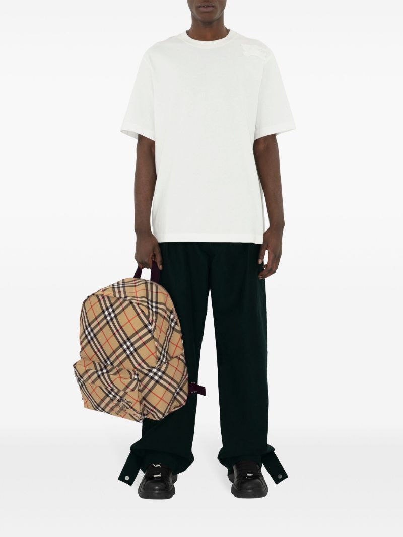 Neutral Check Print Backpack
