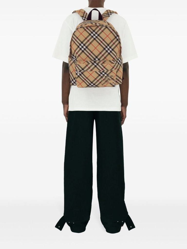 Neutral Check Print Backpack