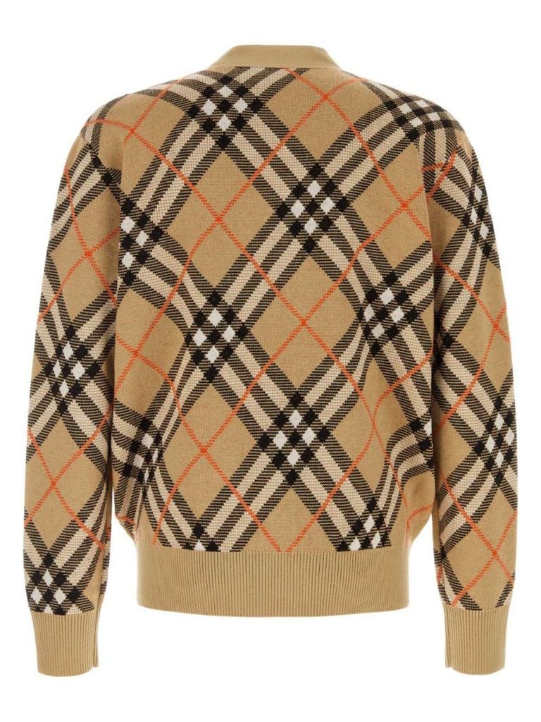 Neutral Check Wool Cardigan
