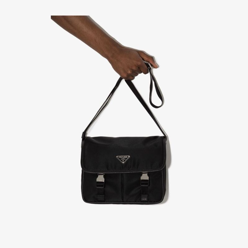 Black Re-nylon Logo Shoulder Bag