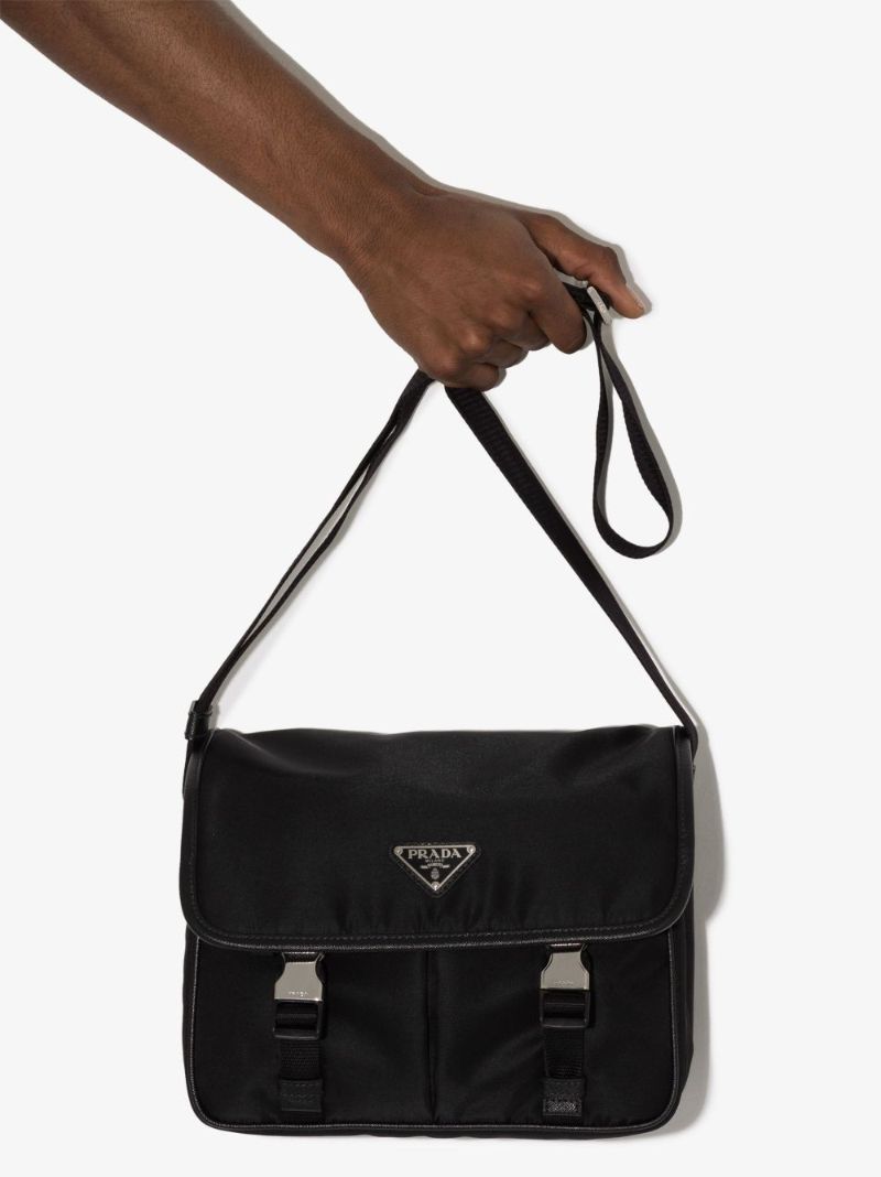 Black Re-nylon Logo Shoulder Bag