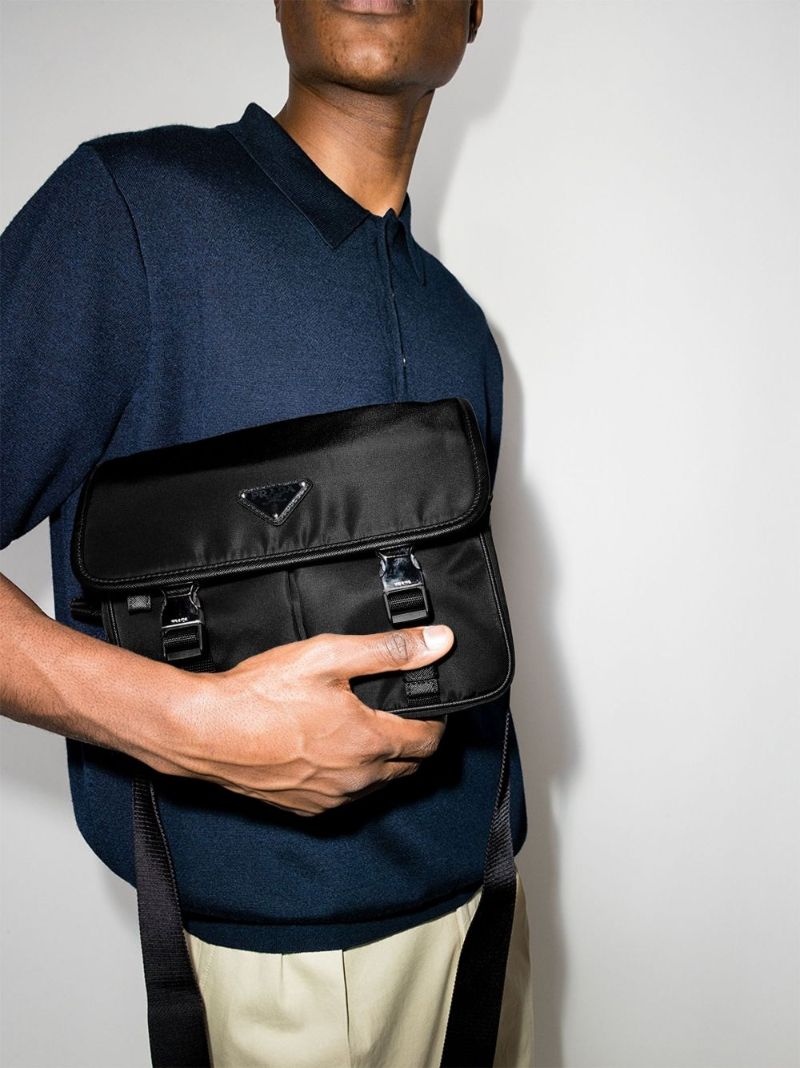 Black Re-nylon Logo Shoulder Bag