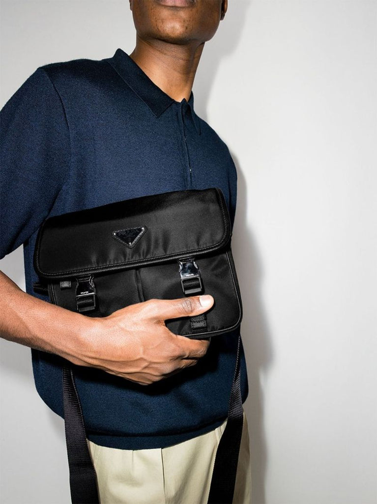 Black Re-nylon Logo Shoulder Bag