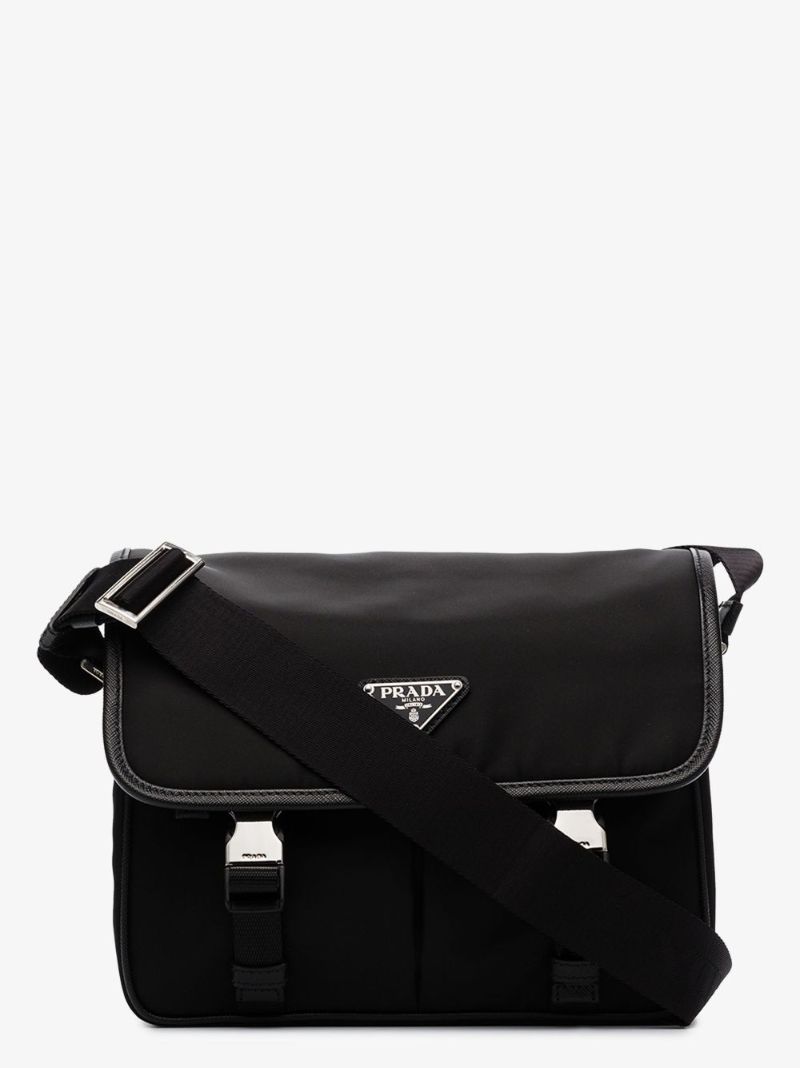 Black Re-nylon Logo Shoulder Bag