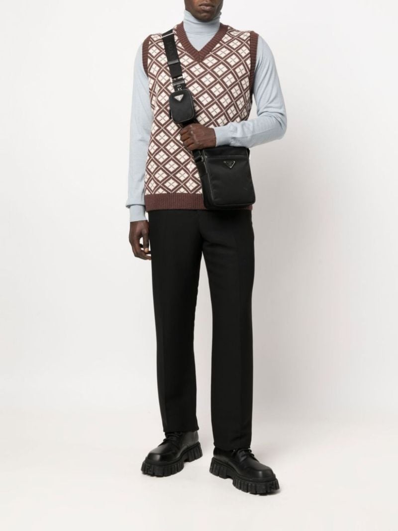 Black Brique Triangle Logo Shoulder Bag