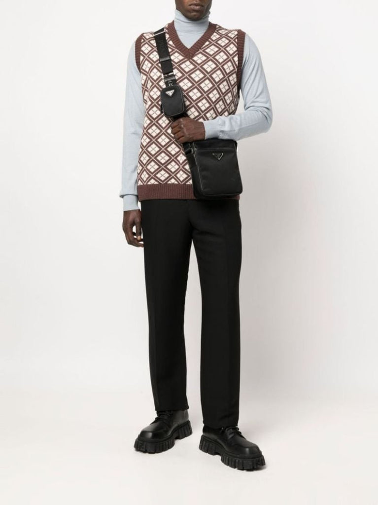 Black Brique Triangle Logo Shoulder Bag