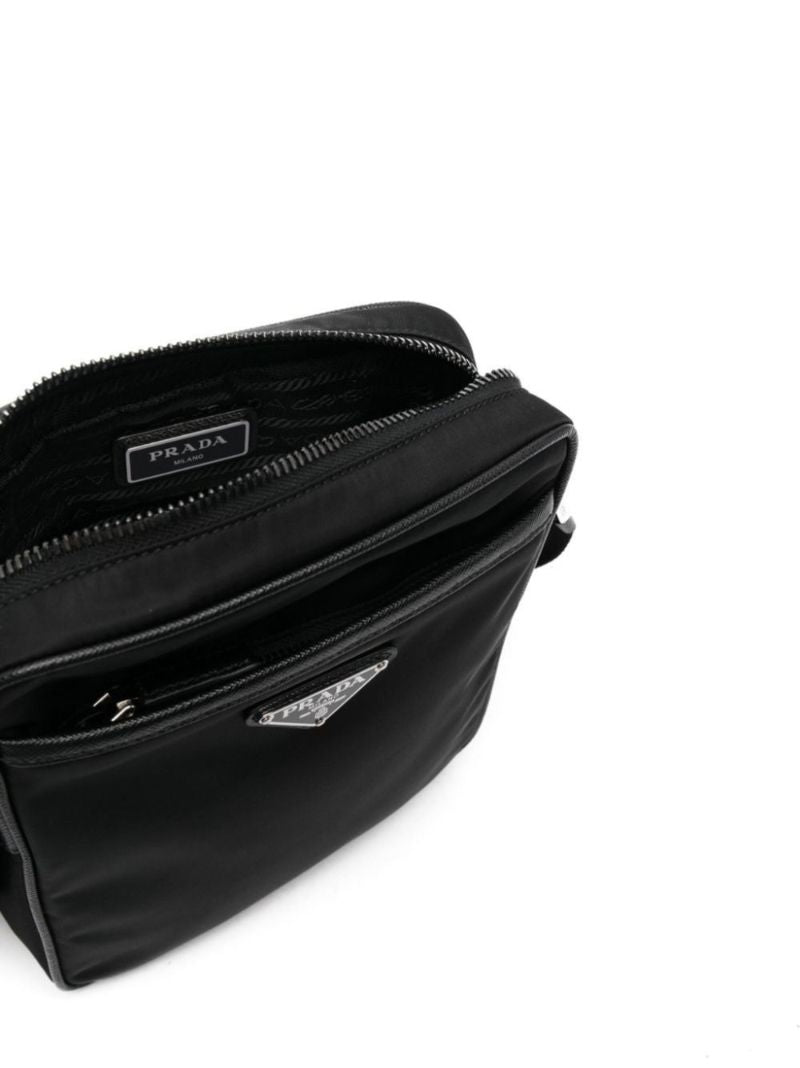 Black Brique Triangle Logo Shoulder Bag