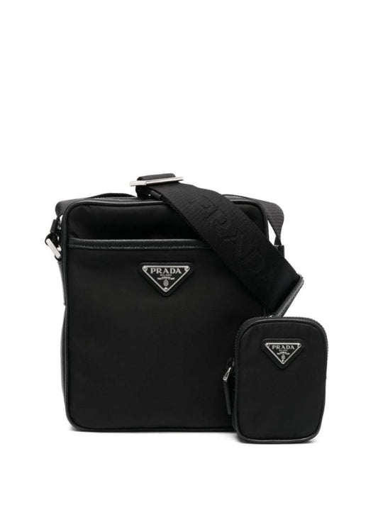 Black Brique Triangle Logo Shoulder Bag