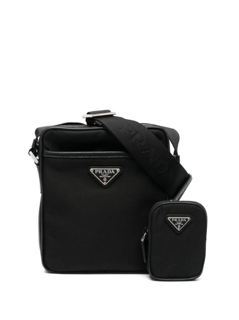 Black Brique Triangle Logo Shoulder Bag