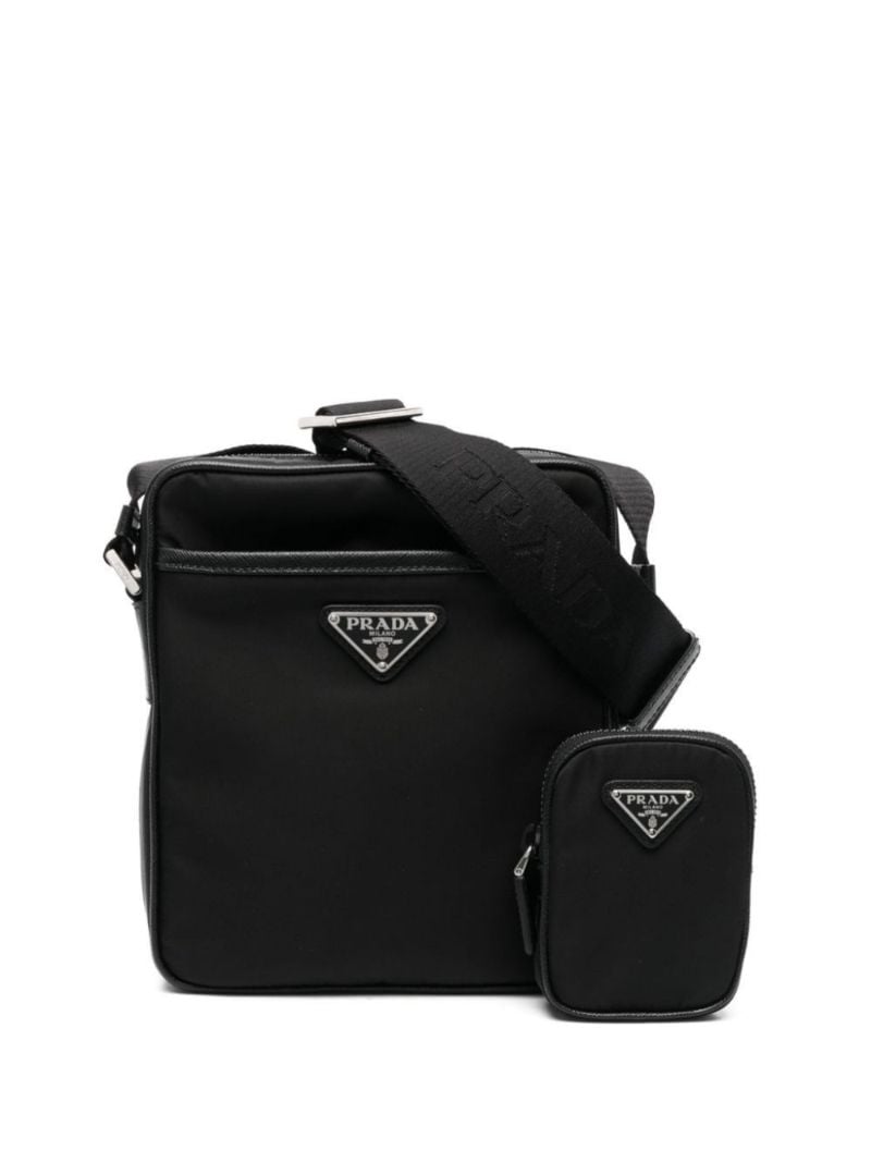 Black Brique Triangle Logo Shoulder Bag