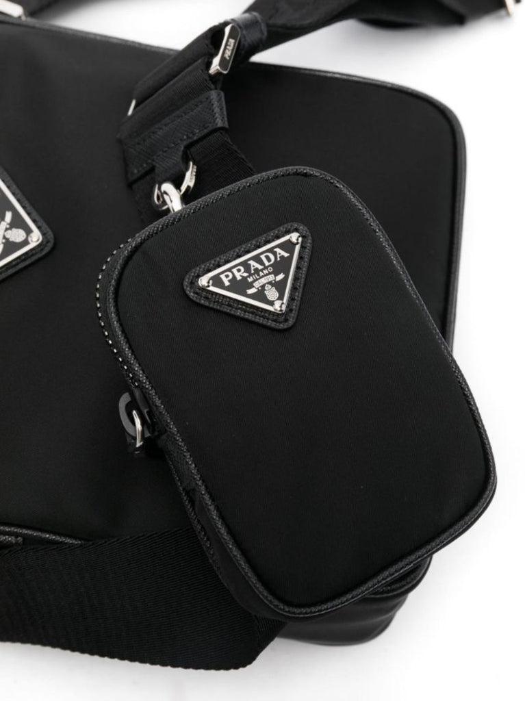 Black Brique Triangle Logo Shoulder Bag