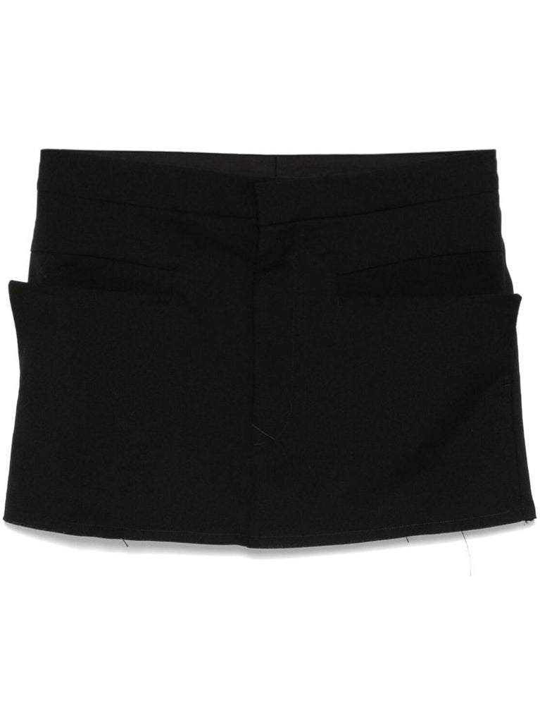 Black Wool Mini Skirt