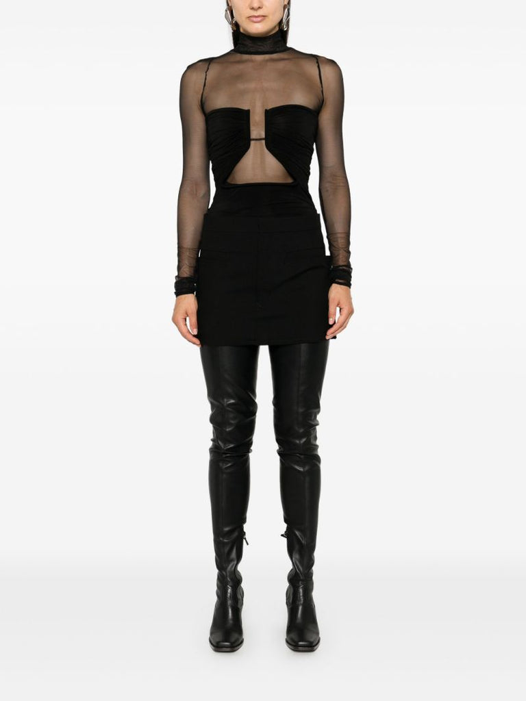 Black Wool Mini Skirt