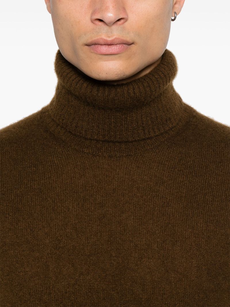Brown Knitted Roll-neck Sweater