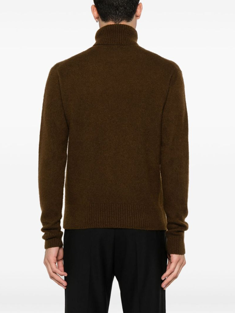 Brown Knitted Roll-neck Sweater