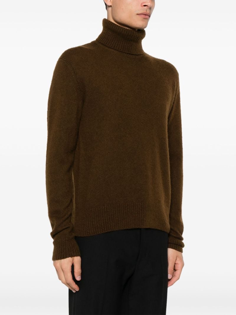 Brown Knitted Roll-neck Sweater