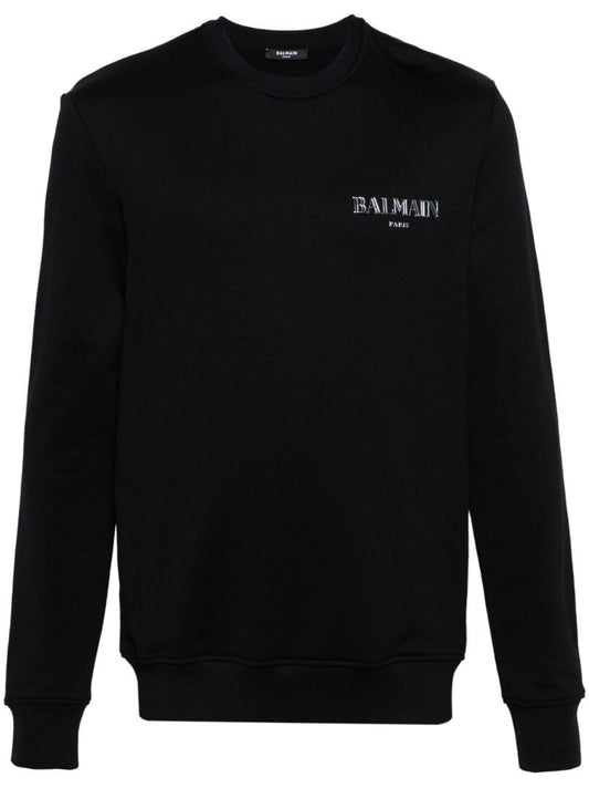 Black Vintage Rubber-logo Sweatshirt
