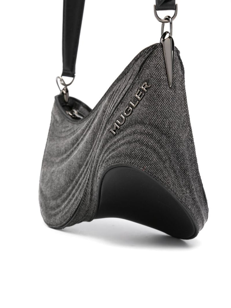 Black Embossed Spiral Shoulder Bag