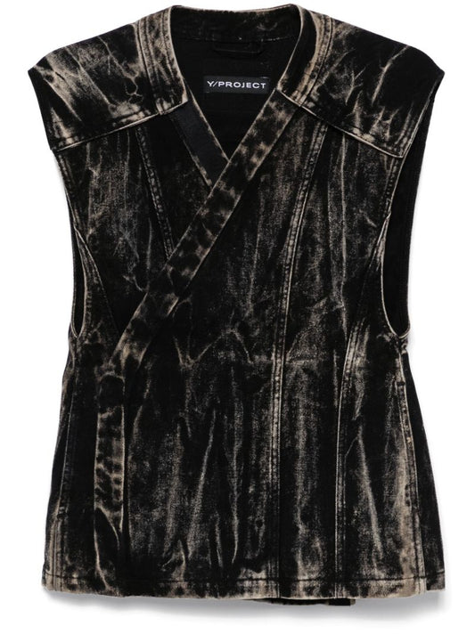 Whiskering Denim Gilet