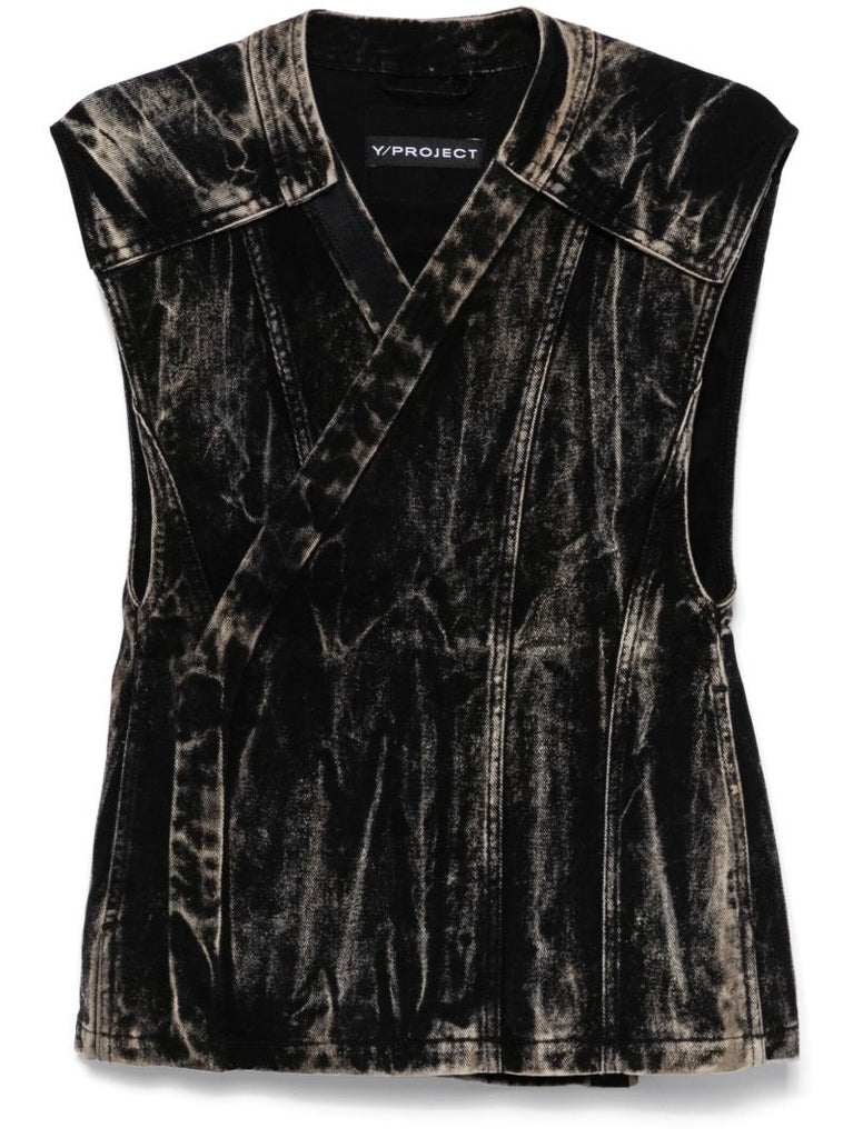 Whiskering Denim Gilet