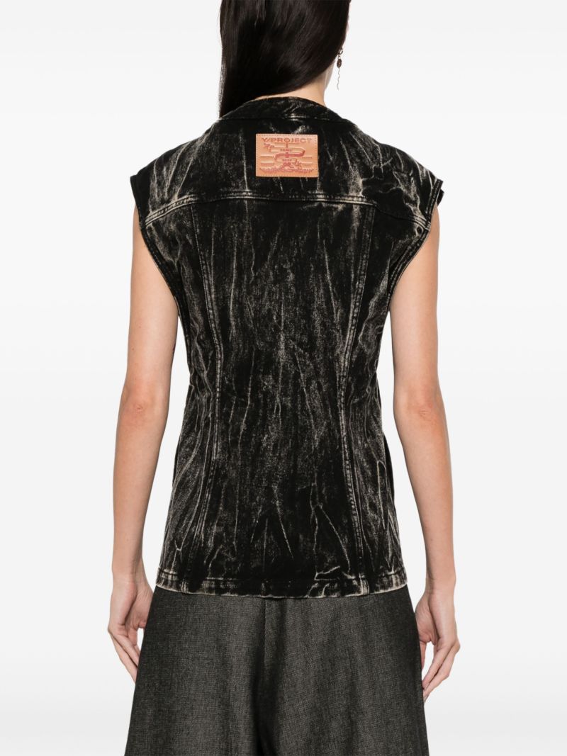 Whiskering Denim Gilet