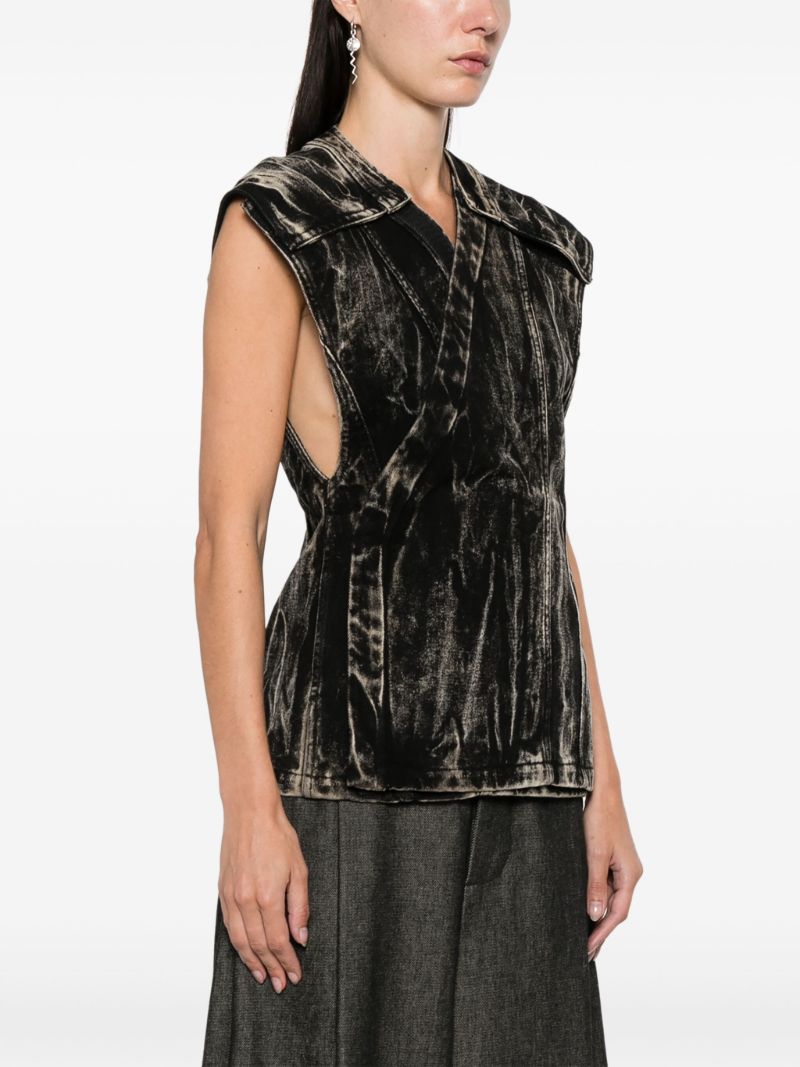 Whiskering Denim Gilet