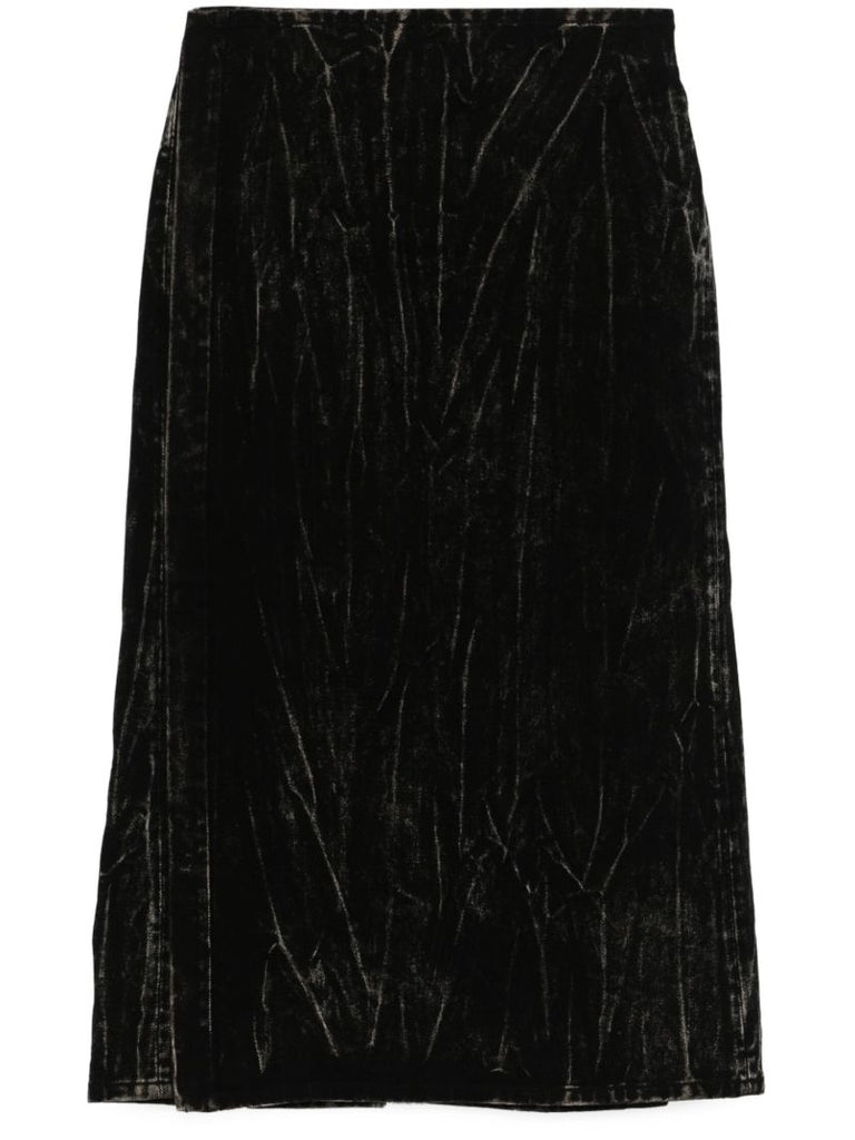 Draped Asymmetric Midi Skirt