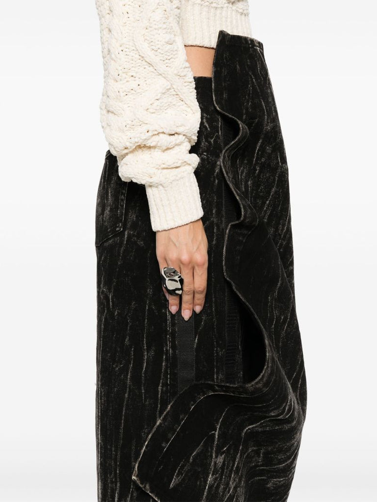Draped Asymmetric Midi Skirt