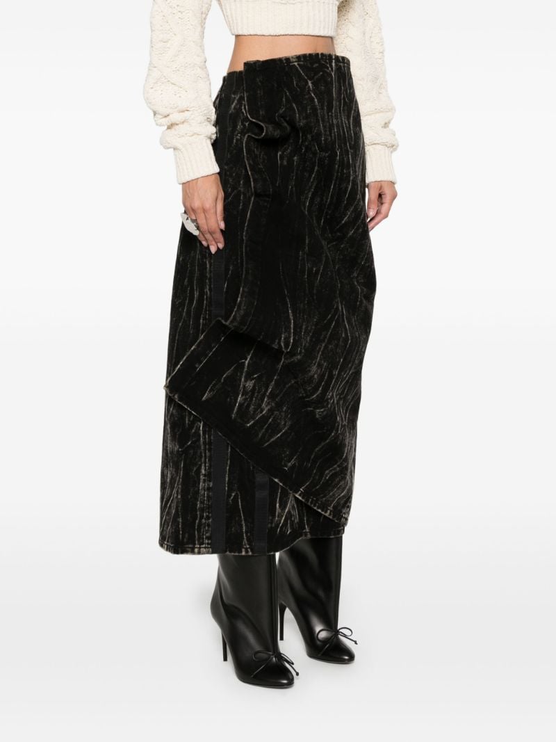 Draped Asymmetric Midi Skirt