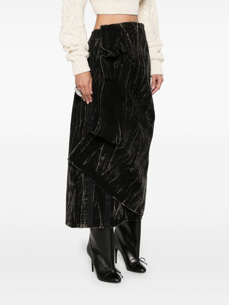 Draped Asymmetric Midi Skirt