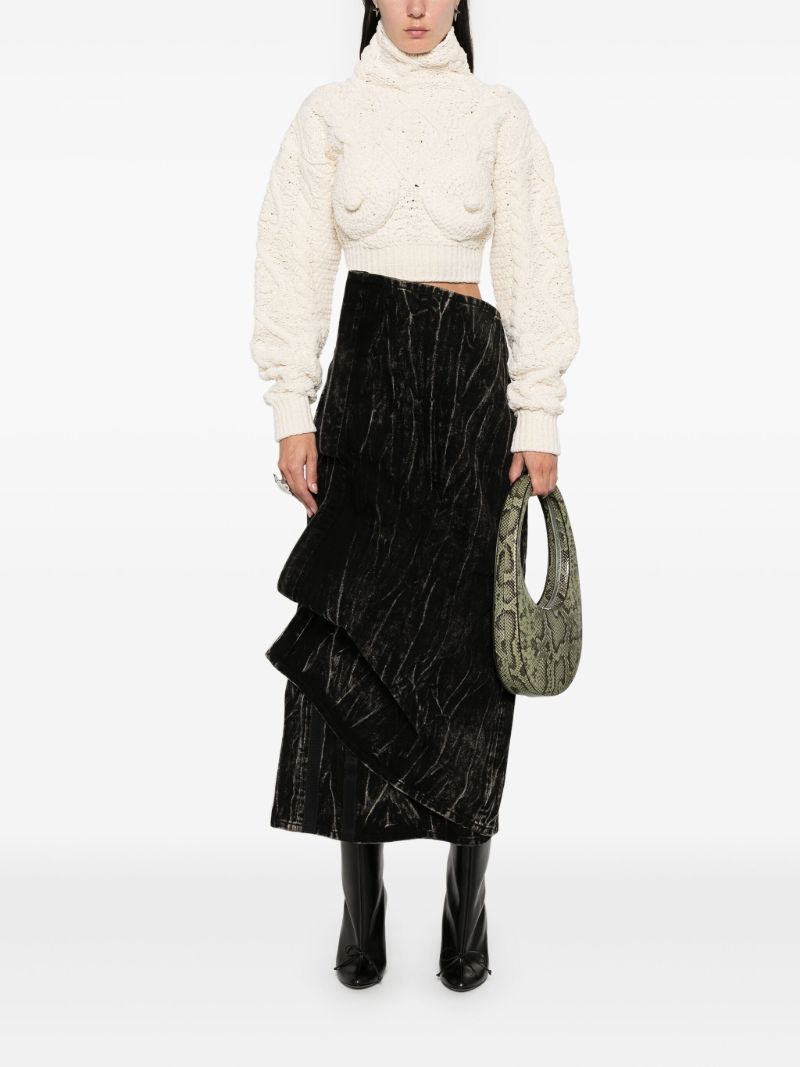 Draped Asymmetric Midi Skirt