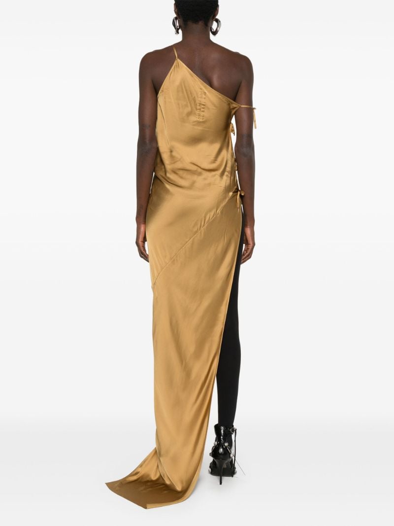 Brown One-shoulder Draped Dress