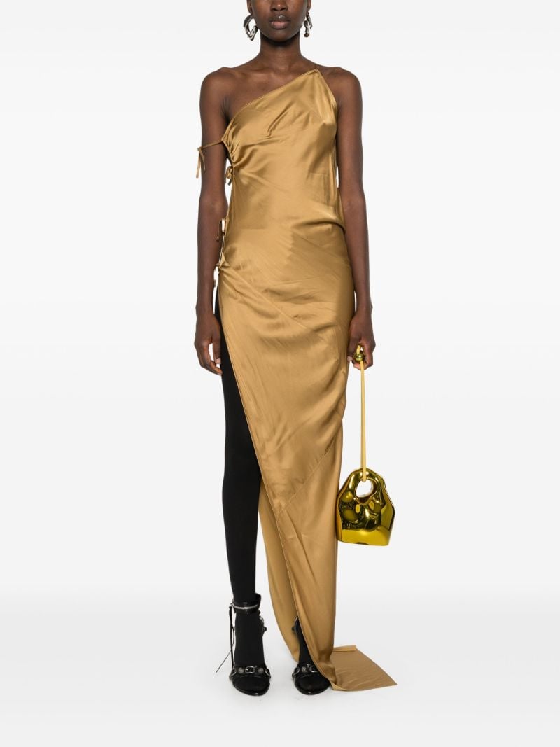 Brown One-shoulder Draped Dress