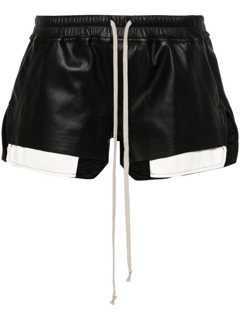 Black Layered Leather Shorts