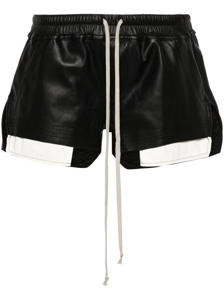Black Layered Leather Shorts
