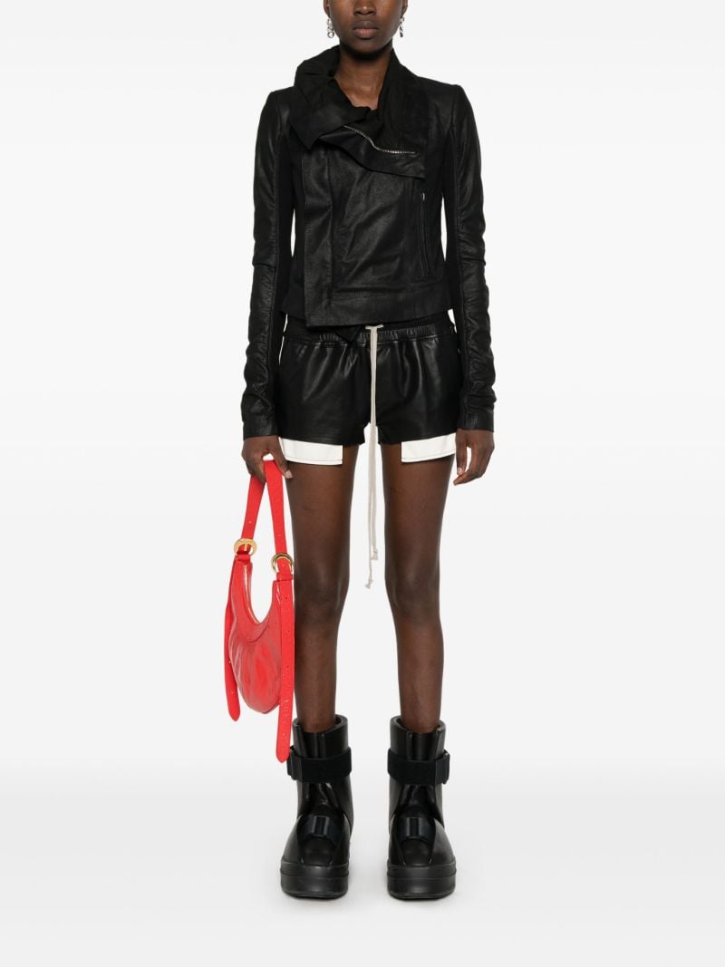 Black Layered Leather Shorts