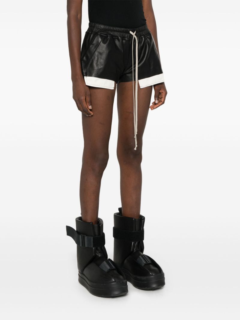 Black Layered Leather Shorts