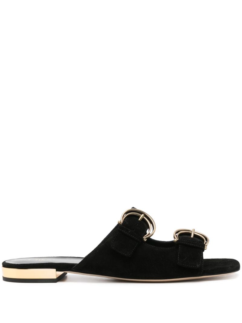 Black AlizÃ_x0083_Â¨ Buckled Suede Slides