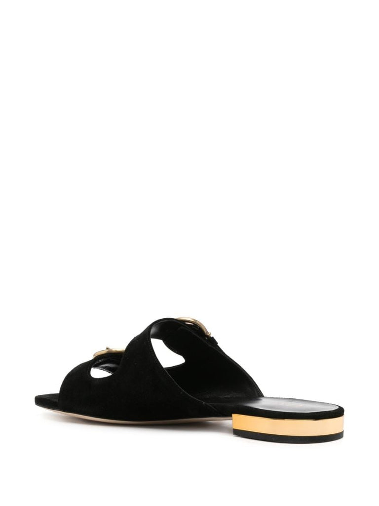 Black AlizÃ_x0083_Â¨ Buckled Suede Slides