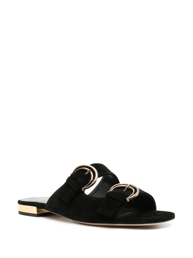 Black AlizÃ_x0083_Â¨ Buckled Suede Slides