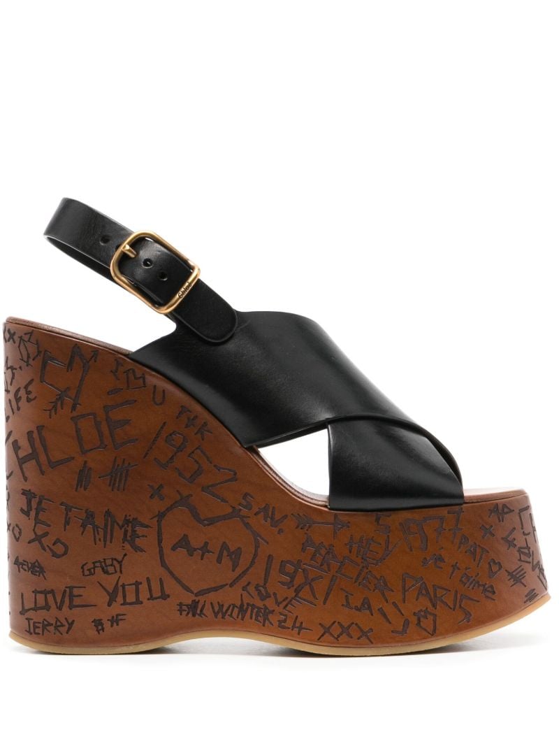 Black Maxime 130 Wedge Sandals