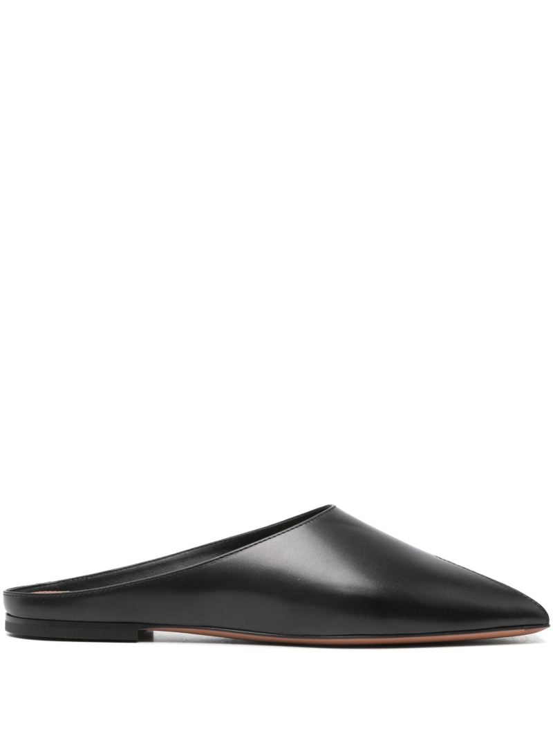 Black Spike Leather Slippers
