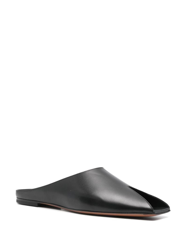 Black Spike Leather Slippers